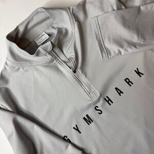 Gymshark 1/4 Zip Shirt Men's L Light Grey Performance Stretch Gym Athleisure